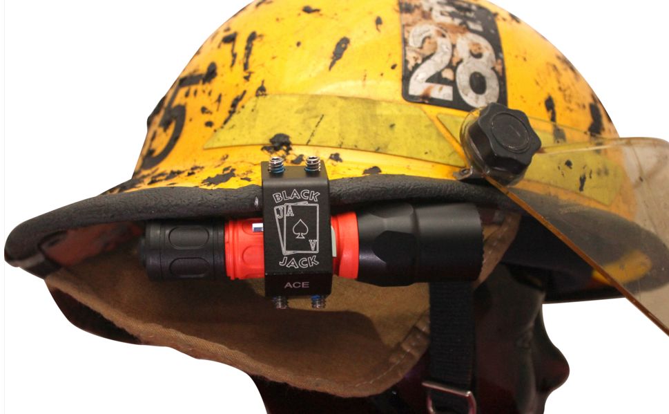 fire helmet flashlight holder